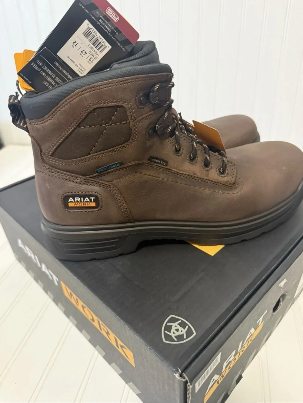ARIAT Men’s Turbo 6” Waterproof Carbon Toe Work Boots –Durable Leather Boot 13M